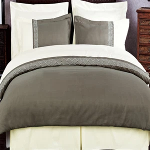 Astrid Embroidered 3-Piece Duvet Covers Set 100% Microfiber 300 Thread Count - Picture 1 of 4