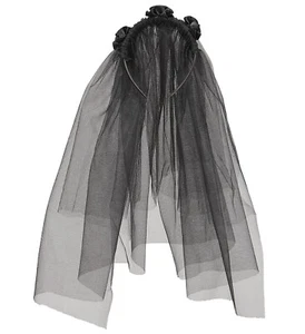 Schleier Schwarze Witwe Haarreif Halloween Karneval Kopfbedeckung - Bild 1 von 5