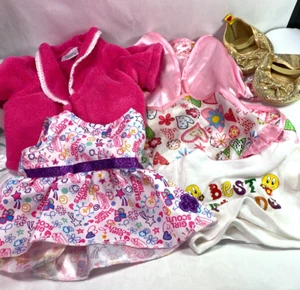 Build A Bear Pink robe dress t shirt gold shoes robe matching top - Picture 1 of 2