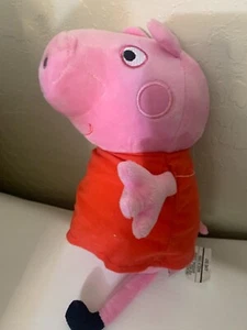 Vestido Peppa Pig Peluche 13" Mediano Peluche Rosa Cerdo Rojo Ojos Bordados - Imagen 1 de 5