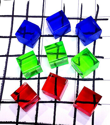 9 CUBES 1” X 1  X 1  COLOR SQUARE CLEAR ACRYLIC RED GREEN BLUE AQUARIUM BLOCKS  • 15.29$