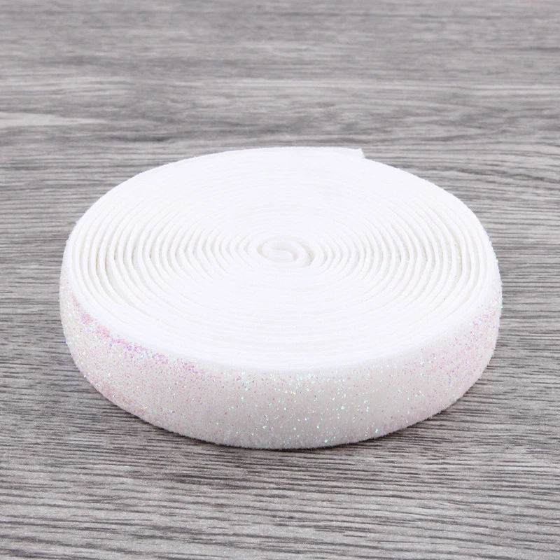 10Yards 5/8" Shiny Rainbow Glitter Fold Over Ribbon FOE Sewing Elastic Band - Image 1 of 1