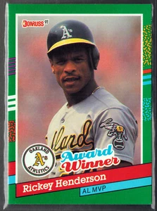 Donruss 1991 ~ ganador del premio Rickey Henderson 761 Salón de la fama - Imagen 1 de 2