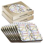 8 x Boxed Square Coasters - Underground Train Map Trains  #8183