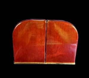 Art Deco Style Stained and ?Resin-Coated Wood Bookends w/Nuveen Rittenhouse LOGO - Picture 1 of 6