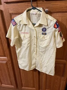 Boy Scouts of America BSA Cub Uniform Ladies Womens L 14-16Yellow Blouse Shirt - Picture 1 of 10
