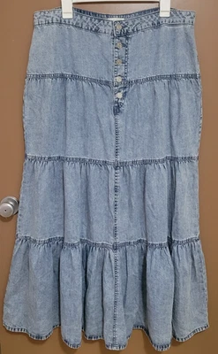 Maxi Falda Maurices Denim Para Mujer 14 Niveles Botón Mosca Elastizada Azul Indie Boho Foto 1 de 4