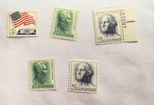 US Scott 1208, 1209, 1213, 1225 and 1229 - UNTAGGED - MNH - Picture 1 of 2