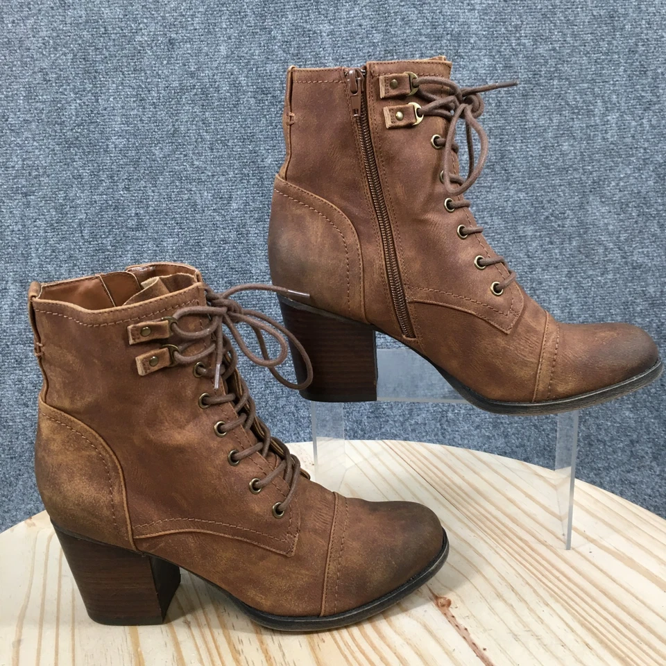 Botas de senderismo Madden Girl para mujer 10 M Westmont marrón con cordones tacones cremallera lateral Foto 1 de 4