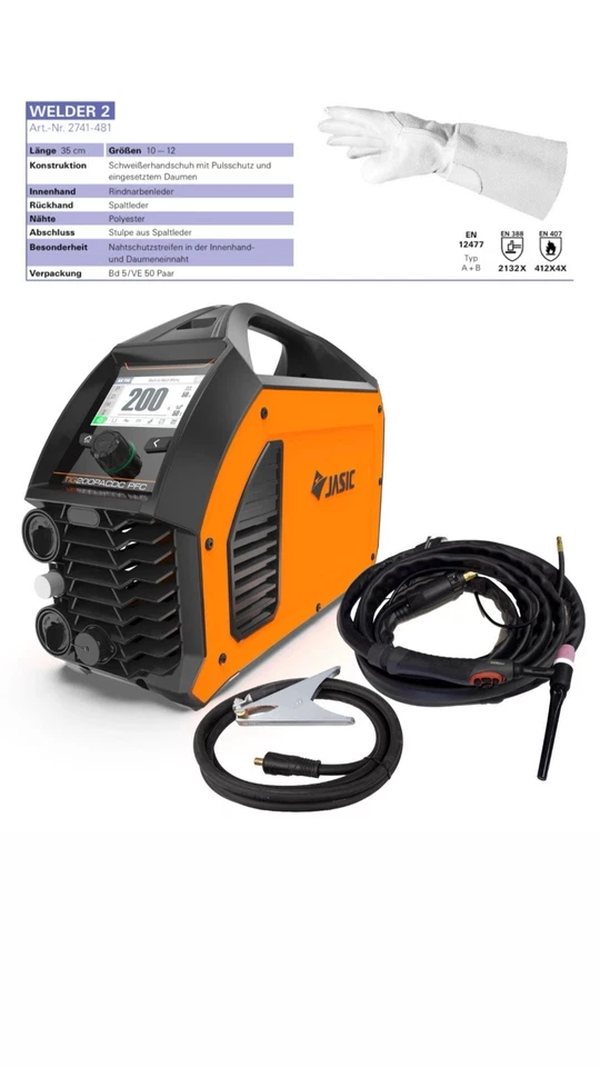 JASIC WIG-Schweißgerät 200A AC/DC LCD- TIG200P, Premium-Schweißgerät mit Zubehör - Bild 1 von 1