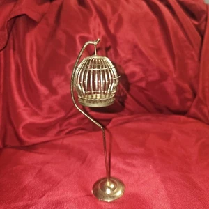 Vintage Miniatur Puppenhaus Messing vergoldet Vogelkäfig - Bild 1 von 4