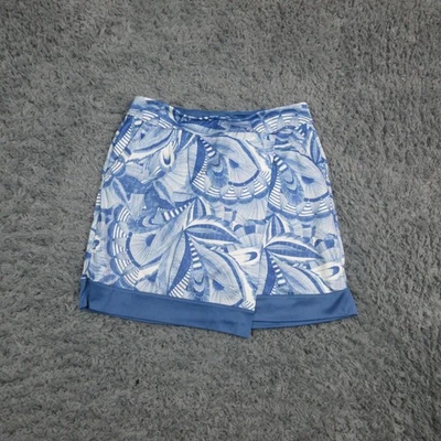 Greg Norman Golf Skort Womens Small Blue White Play Dry Tropical Leaf 30x17.5* - Image 1 of 4