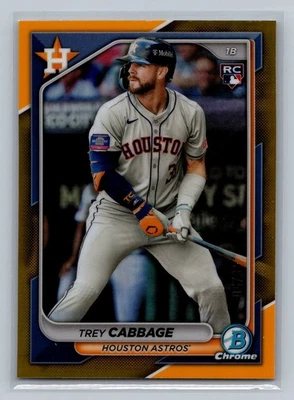 2024 Bowman Chrome Trey Cabbage Gold Refractors #/50 Rookie #100 - Image 1 of 2