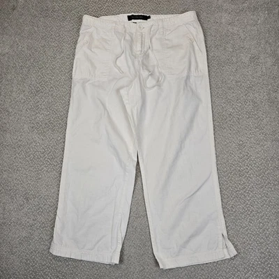 Pantalones capri blancos CALVIN KLEIN para mujer talla 10 pierna ancha 100 % algodón cremallera cordón Foto 1 de 4