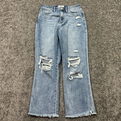 Pantalones de mezclilla Flying Monkey para mujer 27 azules recortados desgastados preppy City informales Foto 1 de 4