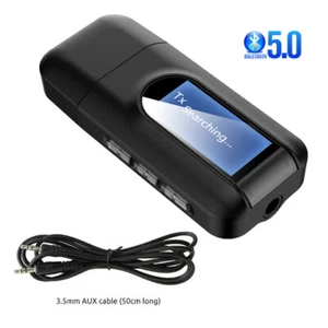 USB Bluetooth 5.0 Audio Receiver Transmitter with 3.5mm LCD Screen AUX Stereo - Picture 1 of 12