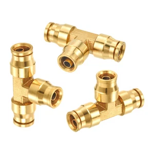 3pcs 3/8 Tee Union Push to Connect Fittings 3/8" OD Air Fittings Brass Air Brake - Picture 1 of 7
