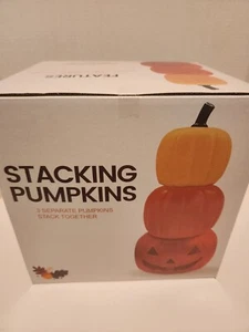 24 Inch 3 Piece Stacking Pumpkins Jack-O Lanterns Halloween Decor 3-Count - Picture 1 of 2