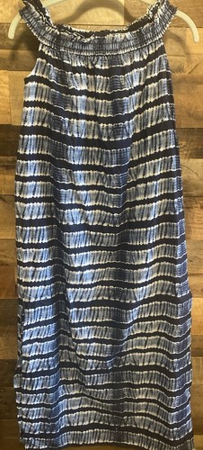 Maxi abito donna Michael Kors taglia S spalle scoperte blu e bianco