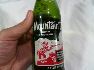 Vintage Full MOUNTAIN DEW GREEN Glass Soda Pop BOTTLE By Rip and Mabel #T2 - Picture 1 of 5