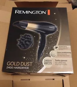 Nuovo asciugacapelli Remington Gold Polvere Ultra Veloce Condizionamento Ionico 2400 W FASTP&P - Foto 1 di 2