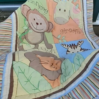  Manta Cuna Bebé Verano Infantil Co Animales Monos Selva Amarillo De Colección Foto 1 de 4