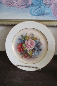 Aynsley England Salad Plate Cabbage Roses White Gold Signed J A Bailey 8.25" - Picture 1 of 7