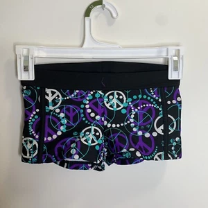 Xhilaration Girls M 7/8 Black Peace Sign Swim Shorts Bottoms - Picture 1 of 8