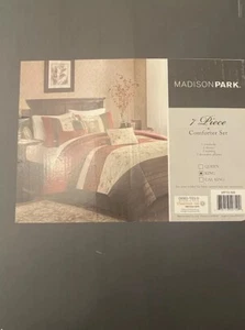 Madison Park Serene Embroidered 7 Piece Comforter Set Faux Silk All Season Bed - Picture 1 of 2