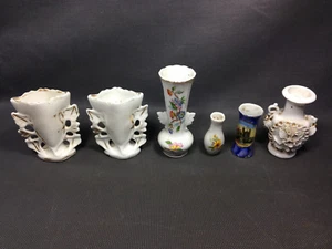 Lot anciens petits vases soliflores céramique porcelaine de Paris déco vintage - Picture 1 of 6