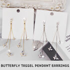 Crystal Tassel Butterfly Dangle Earrings Long Butterfly Drop Earrings Cazrd