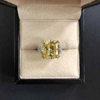 3 Ct Cushion Cut VVS1 Lab Created Diamond Engagement 14K White Gold Finish Ring - Image 1 of 4