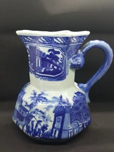 Victoria Ware Ironstone Octagon Pitcher Serpent Handle Colonial Victorian Blue  - Picture 1 of 12