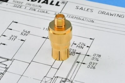 Size 1 Coax to SMA Adapter for ARINC 600 Backplane Connector Radiall Aerospace - Image 1 of 2
