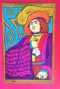 Nitty Gritty Dirt Band ~ Postal Fillmore 1967 ~ Bill Graham Azul Claro Felicidad - Imagen 1 de 3