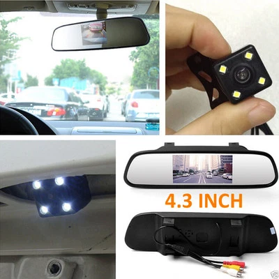 4.3" TFT LCD Car Rear View Mirror Monitor Car CCD Reverse Backup Camera Kit - Image 1 of 4