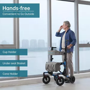 10" Deluxe Elenker All-Terrain Rollator Gehhilfe medizinische Hilfe Rollstuhl Aufstehen - Bild 1 von 7