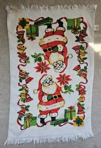 Toalla de mano vintage Santa Navidad flecos de cocina *manchas* - Imagen 1 de 10