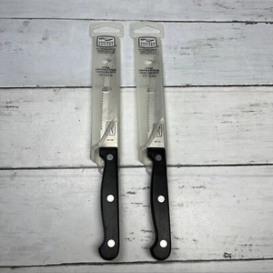 2 Chicago Cutlery 4.5" 11.4 cm Steak Knife 5H12D Black Handle 3 Rivets Lifetime - Picture 1 of 7