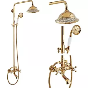 Gold Duschsystem Duscharmatur Duschset Handbrause Regendusche Kopf Mischbatterie - Bild 1 von 11