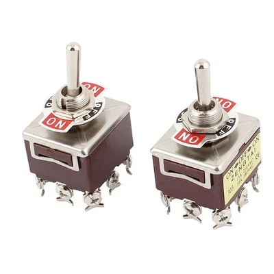 2 Pcs AC 250V 15A 380V 10A 9 Screw ON-OFF-ON 3 Position 3PDT Toggle Switch Foto 1 de 3