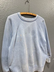 Vintage 60’s Penneys Towncraft Blue Blank Cotton Sweatshirt Size Large - Picture 1 of 7