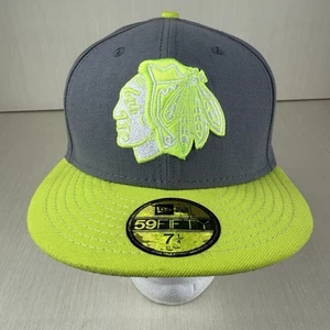 New Era 59FIFTY Hat Cap Chicago Blackhawks Gray Green Mens Fitted Size 7 1/4 NHL - Picture 1 of 10