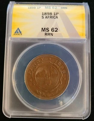 1898 South Africa Bronze Penny ANACS MS 62 BRN | Johannes Kruger Boer Pretoria - Image 1 of 4