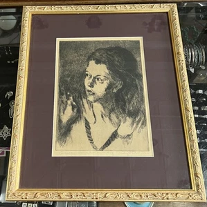 Raphael Soyer - "Girl at Doorway" (signierte Originalradierung) American Reali - Bild 1 von 9