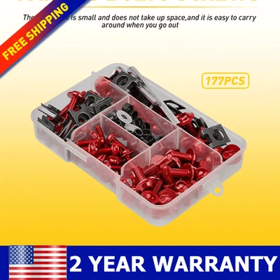 Kit completo de parafusos de carenagem vermelho 177 peças ajuste Suzuki Honda parafuso carroceria - Imagem 1 de 4