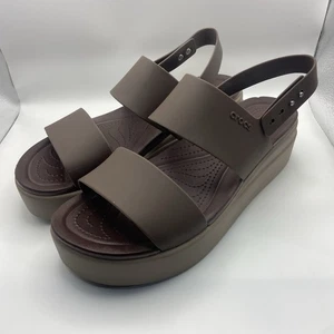 Crocs Women's Brooklyn Low Wedge Sandals Mocha/Mushroom size 11 - Picture 1 of 10