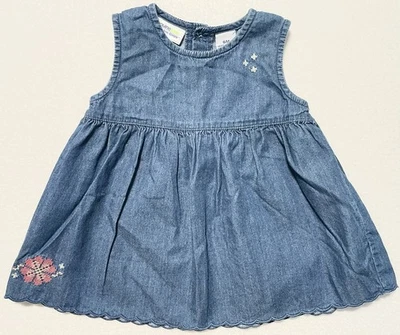 Vestido sin mangas de mezclilla sintética genuino para niños de Oshkosh bebé niña talla 6M Foto 1 de 4