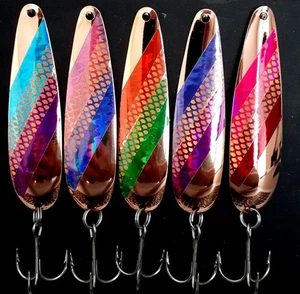 Copper SMOOTH 3 7/8" Flutter Spoons Walleye Candy .016 - Picture 1 of 2