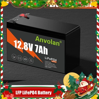 ANVOLAN Batería 12V 7Ah LiFePO4 Batería Litio 7A BMS para Autocaravana Sistema Solar